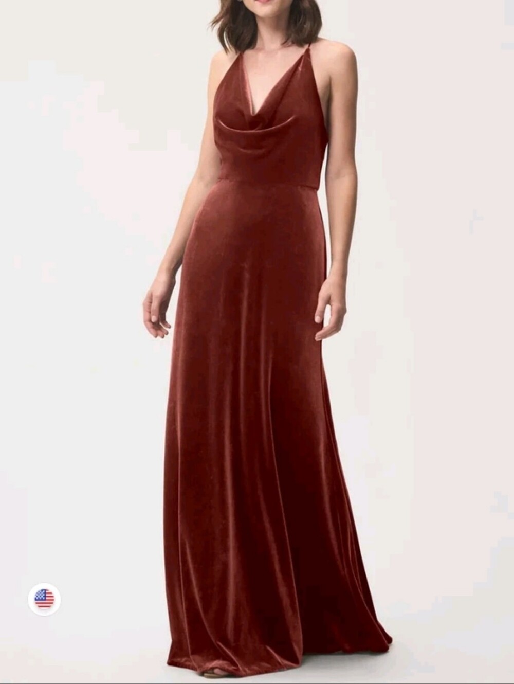 Jenny Yoo Collection Sullivan Stretch Velvet Maxi Dress Gown 10 English Rose